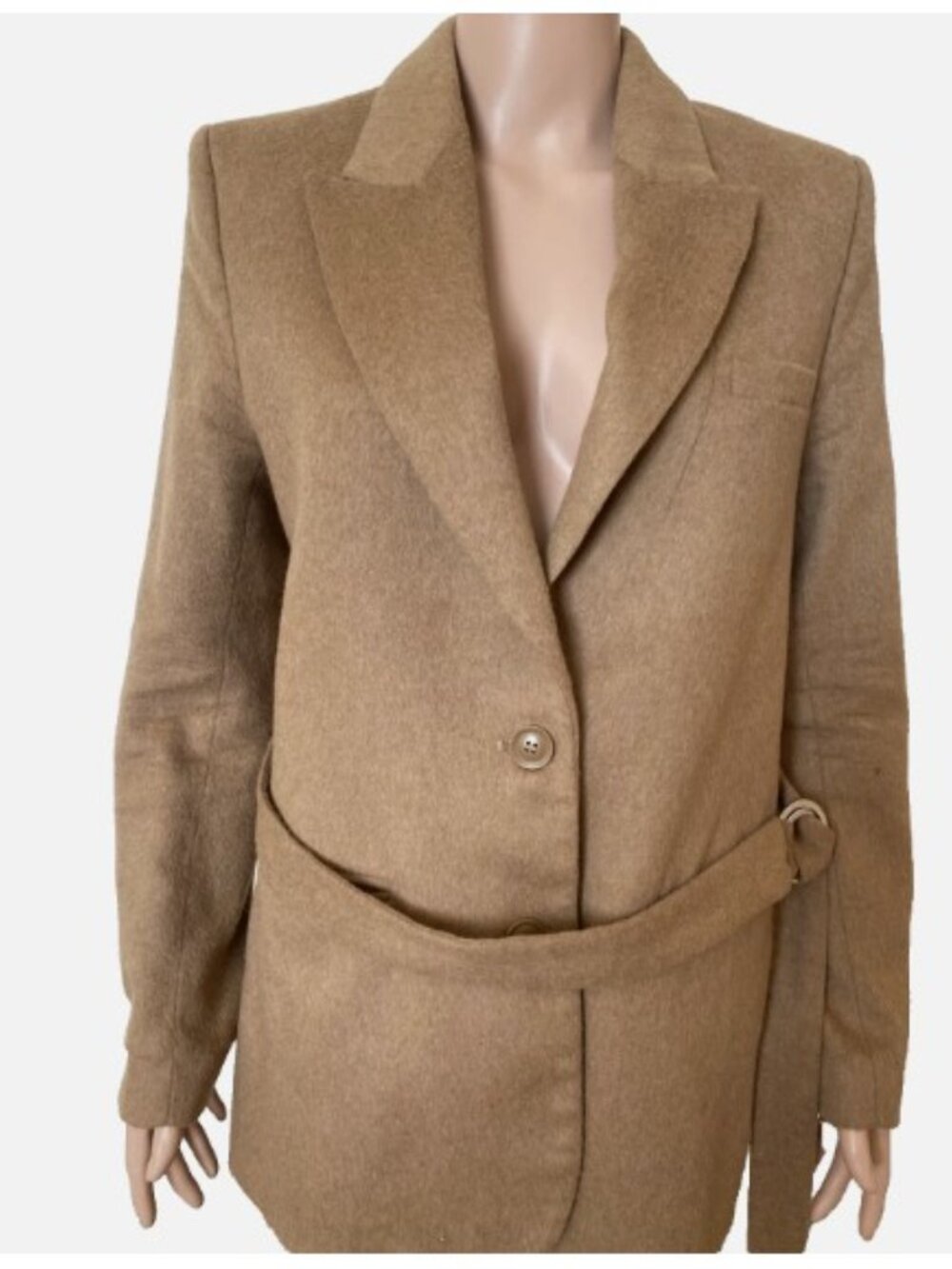 STOCKHOM ATELIER other stories Brown Wool Blazer Jacket with Belt Size 4